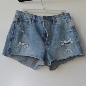 Distressed jean shorts